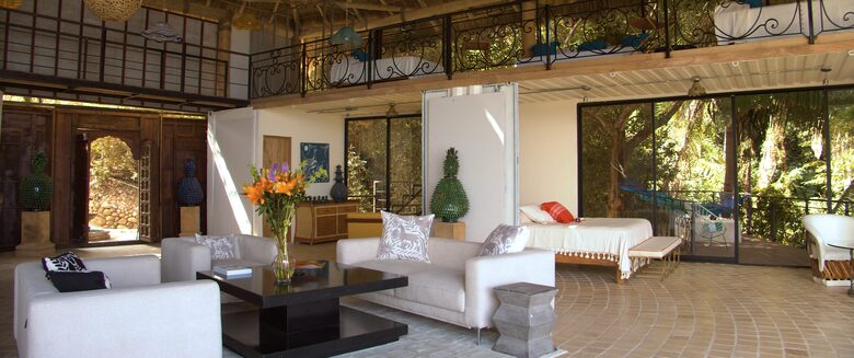 Home Exchange in Sayulita Nay. Mexico, living space with open bedrooms