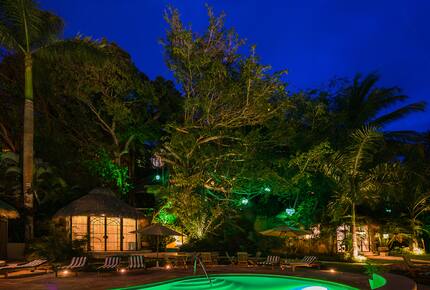 Home Exchange in Sayulita Nay. Mexico, night time pool view