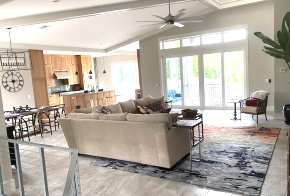 Home Exchange in Clearwater Beach, FL, family room with sliding glass
