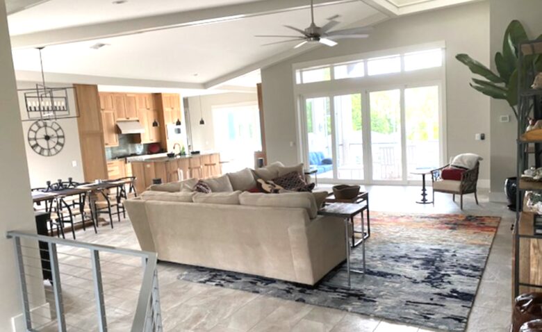Home Exchange in Clearwater Beach, FL, family room with sliding glass
