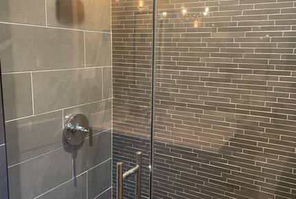 Walk-in tiled shower