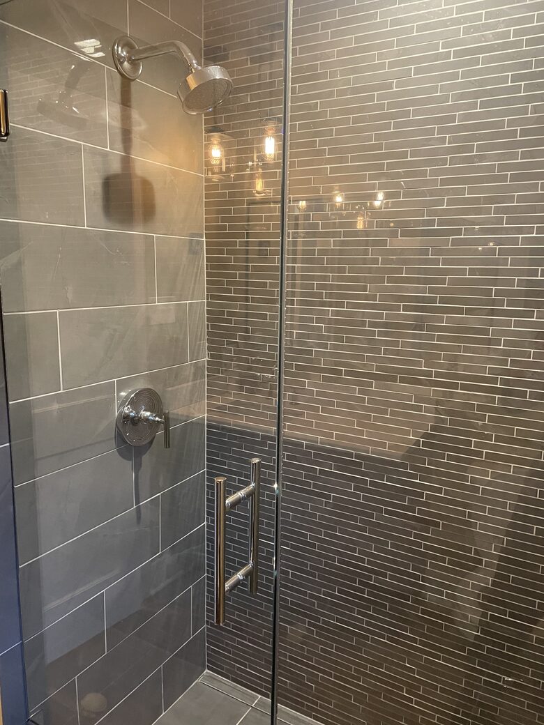 Walk-in tiled shower
