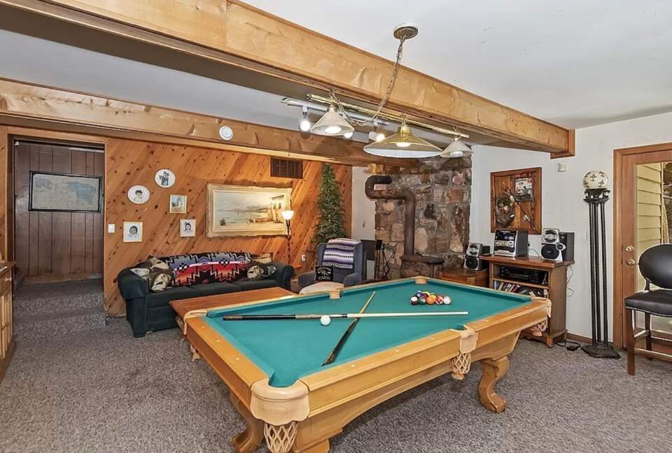 Living room with pool table