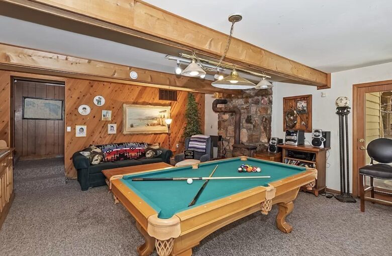 Living room with pool table