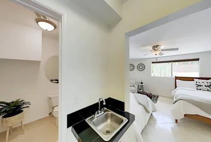 Home Exchange in Palm Springs, CA bathroom off bunk room