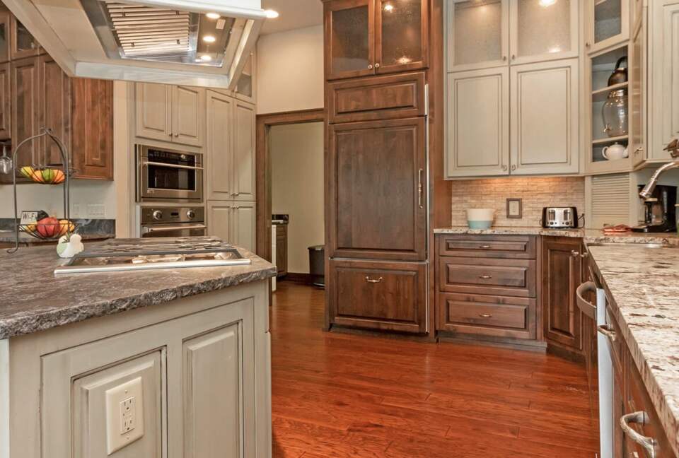 Gourmet kitchen with granite countertops
