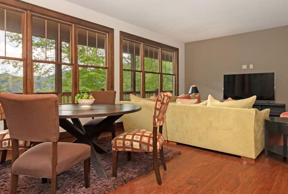 Family room with dining table