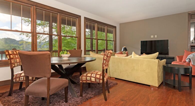 Family room with dining table