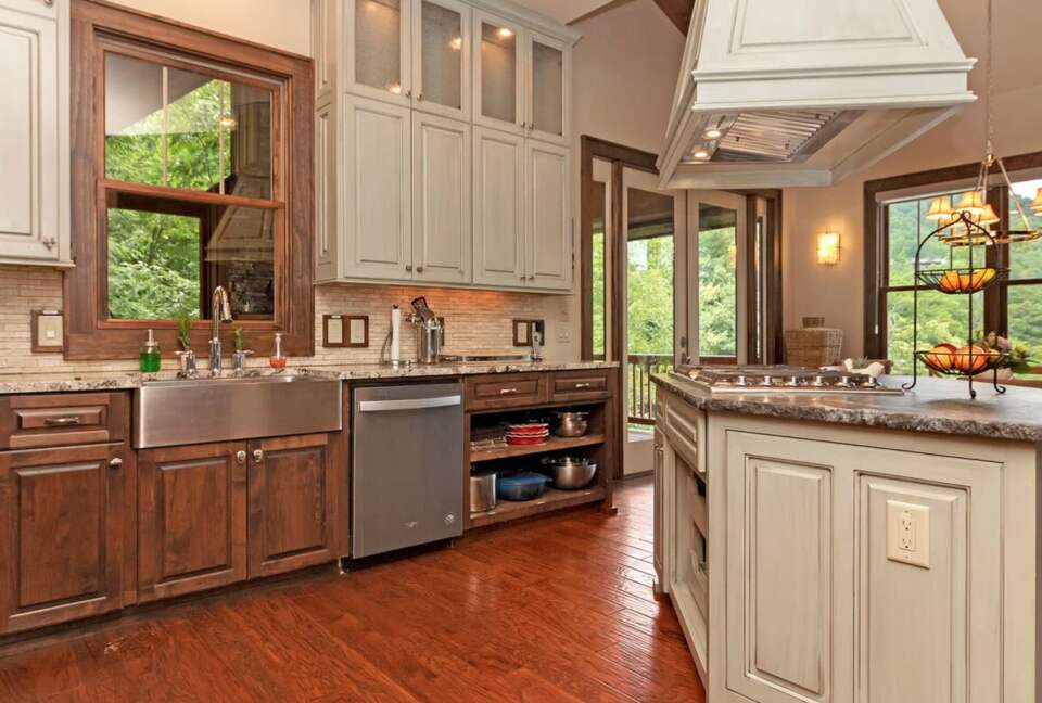 Gourmet kitchen with granite countertops
