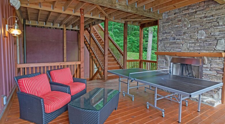 Deck with ping pong table