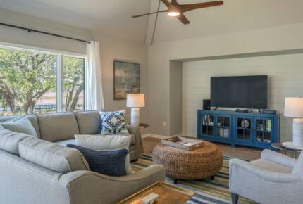 Opening living and dining with views