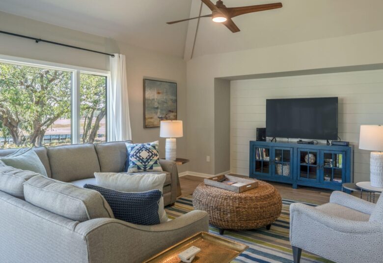 Opening living and dining with views