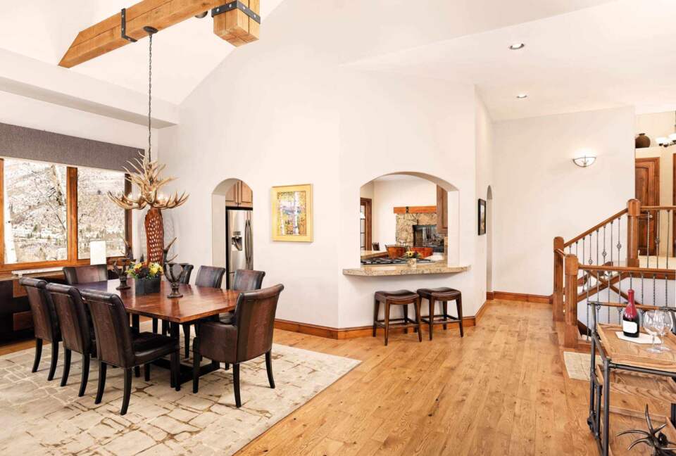Dining room with mountain views