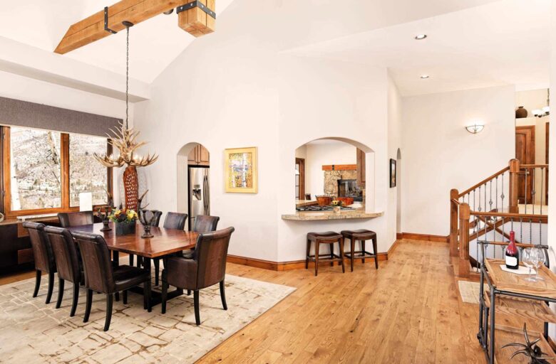 Dining room with mountain views