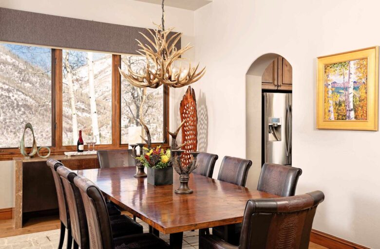 Beautiful dining room with mountain views