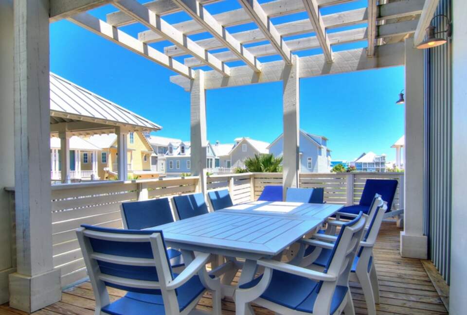 Outdoor dining table on patio