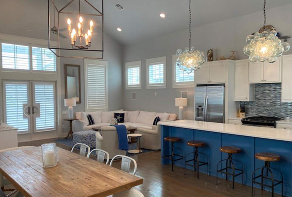 Open dining and living rooms