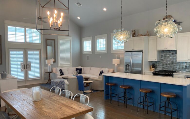 Open dining and living rooms