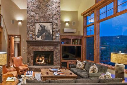 Home Exchange in Steamboat Springs, CO great room with fireplace
