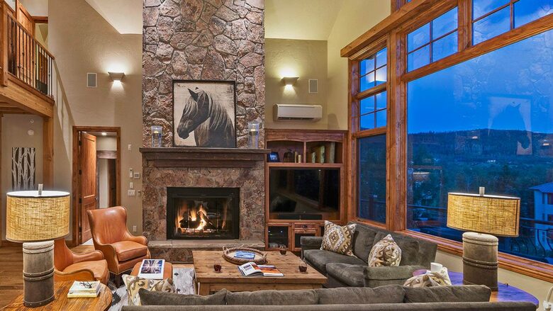 Home Exchange in Steamboat Springs, CO great room with fireplace