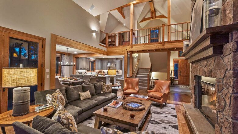 Home Exchange in Steamboat Springs, CO great room with vaulted ceiling