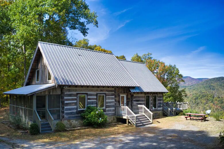 Home exchange in Fairview NC, exterior of home in the sun