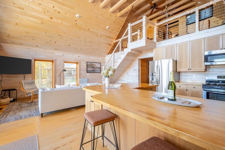 Home exchange in Fairview NC, open concept kitchen and living areas