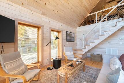 Home exchange in Fairview NC, living room with modern furnishings