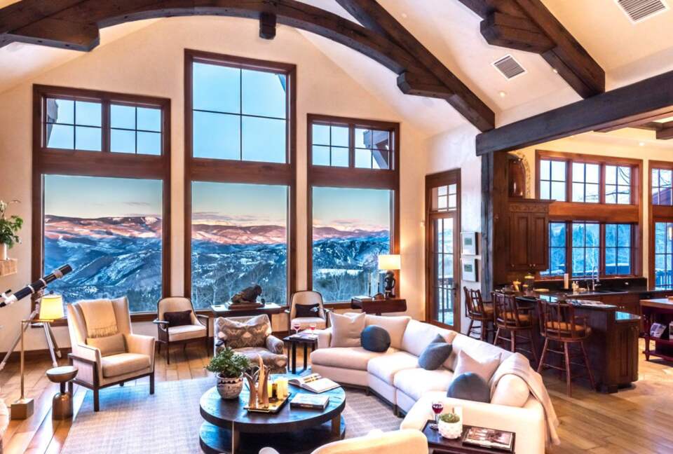 Open living room with mountain views
