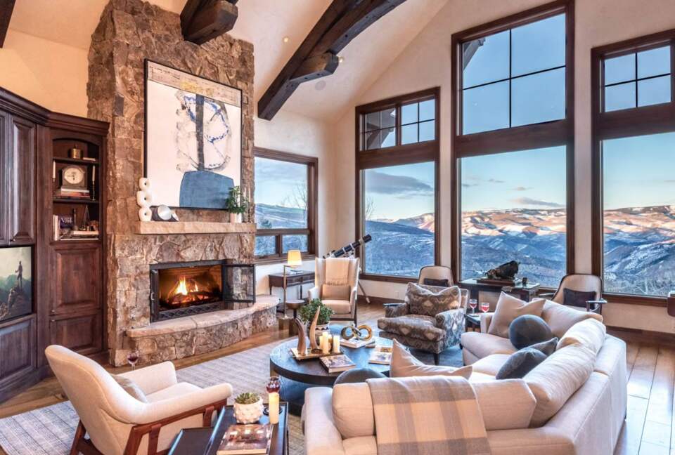 Open living room with mountain views