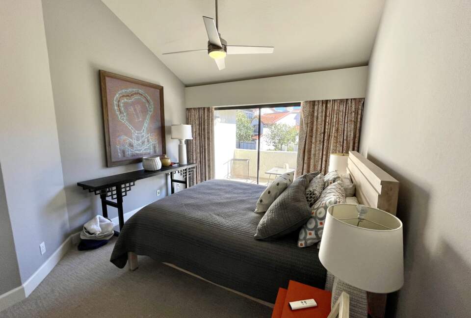 Home Exchange in Oxnard, CA guest bedroom with private patio