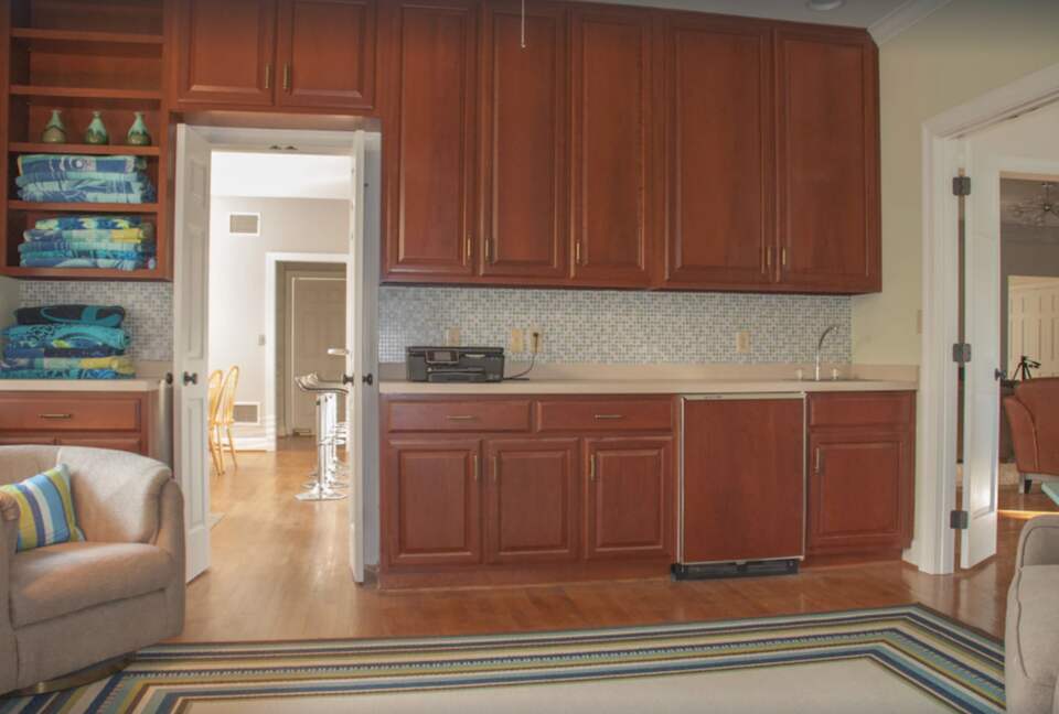 Wet bar and den off sun room