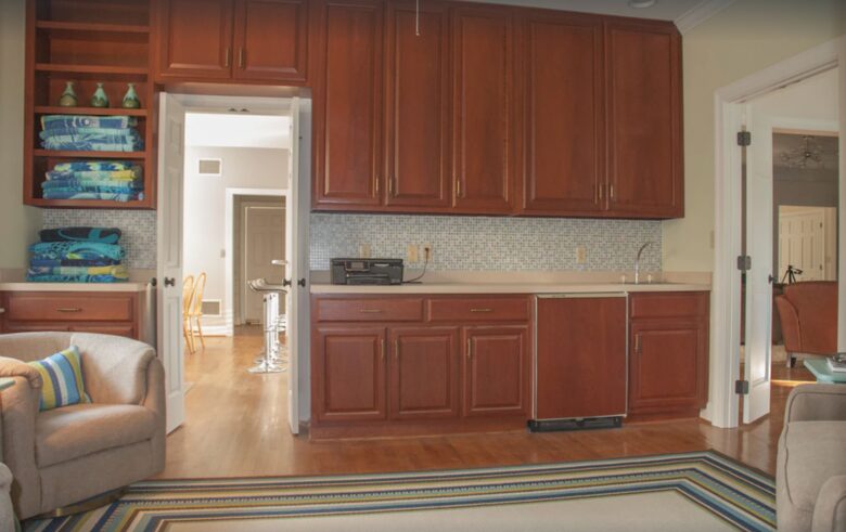 Wet bar and den off sun room