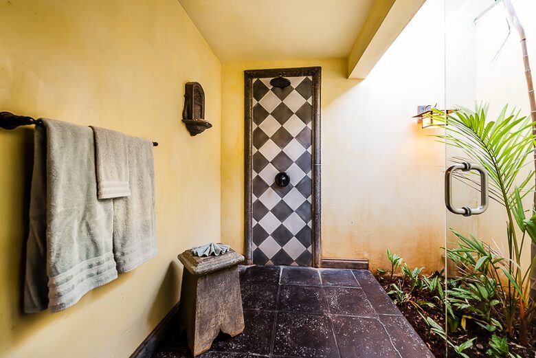 Home Exchange in Playa Langosta, Costa Rica master outdoor bathroom