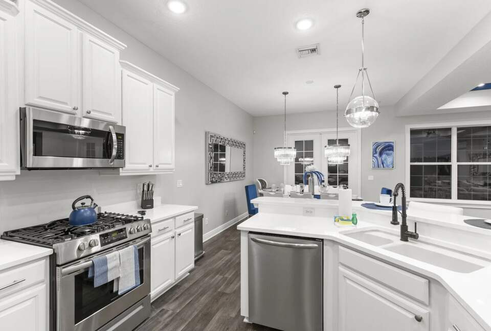 Home Exchange in Reunion, FL, has stainless steel appliances