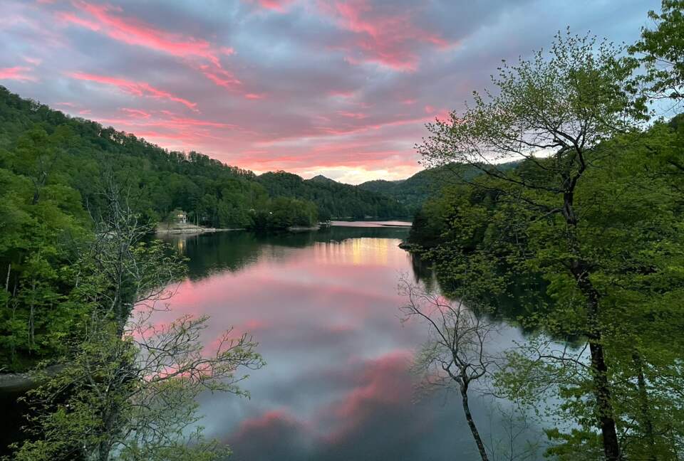 Gorgeous sunset over the river