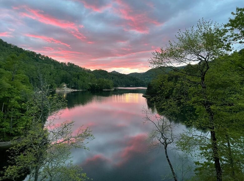 Gorgeous sunset over the river