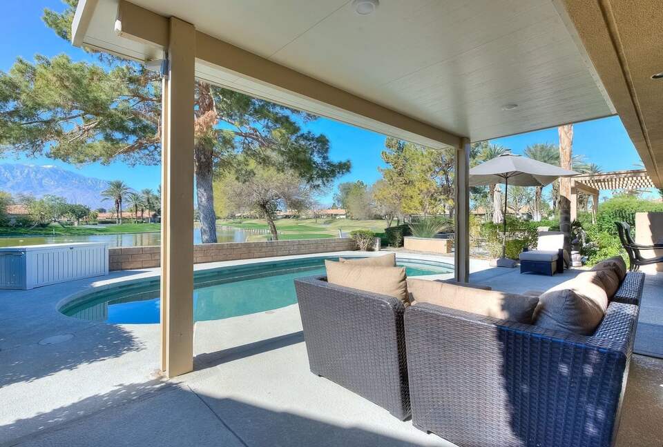 Looking down the par 3 8th hole of westin pete dye