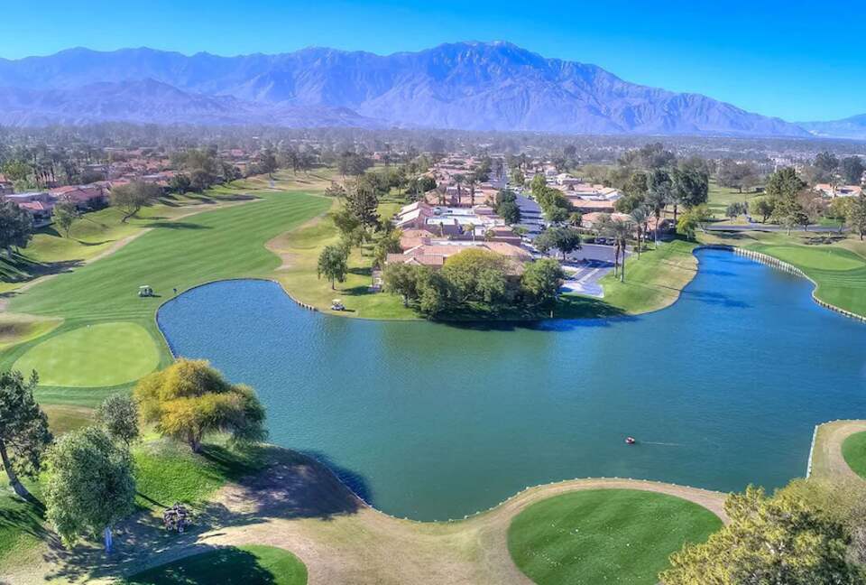 View of San Jacinto and Santa Rosa Mountains and golf course
