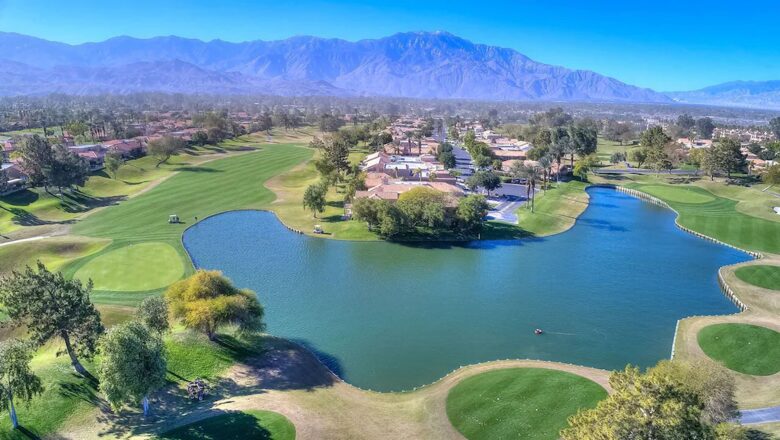 View of San Jacinto and Santa Rosa Mountains and golf course