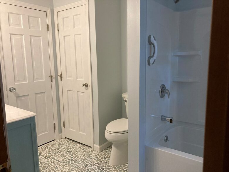 Home Exchange in North Falmouth, MA, newly finished bathroom on second