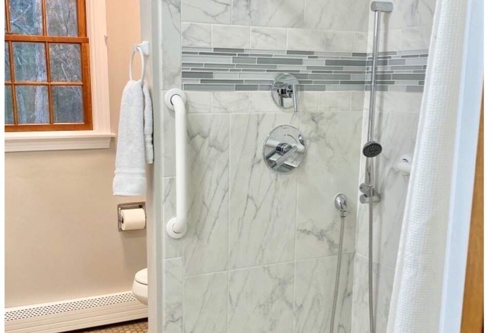 Home Exchange in North Falmouth, MA, first floor updated bathroom