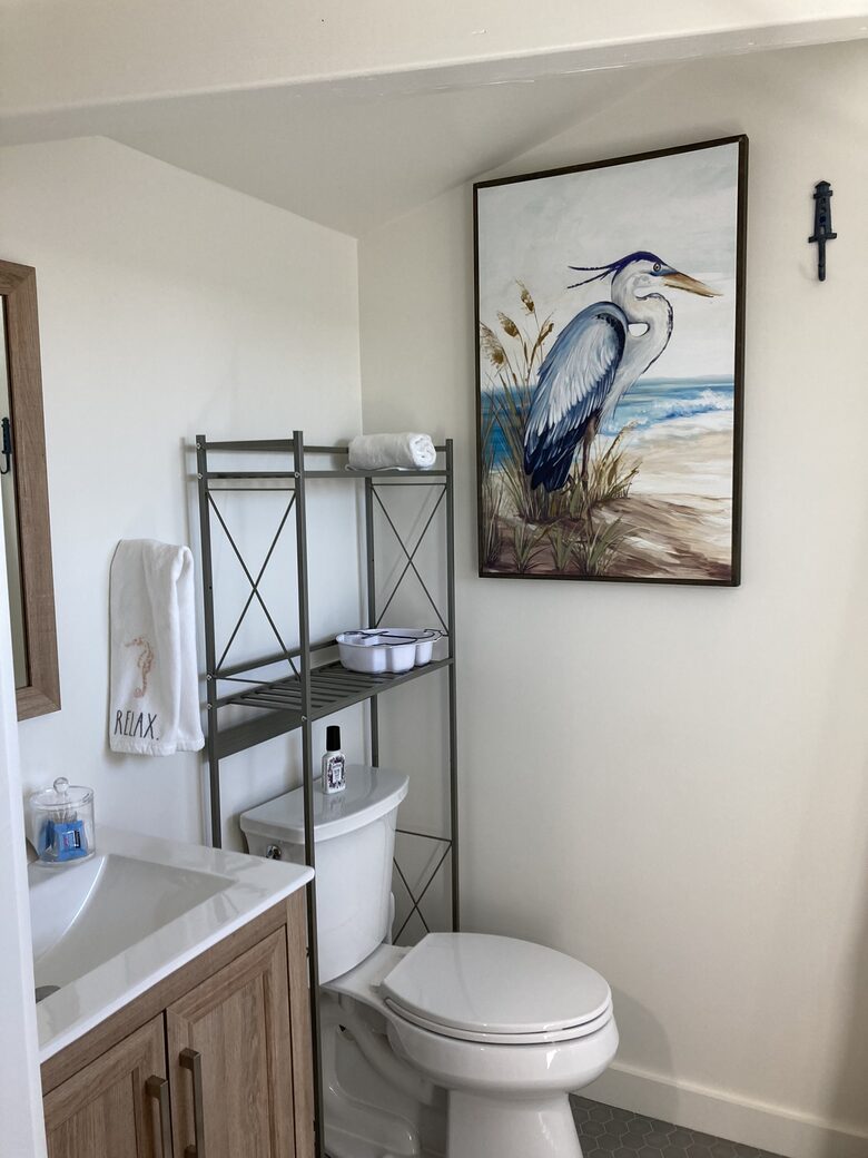 Upstairs above garage bathroom.