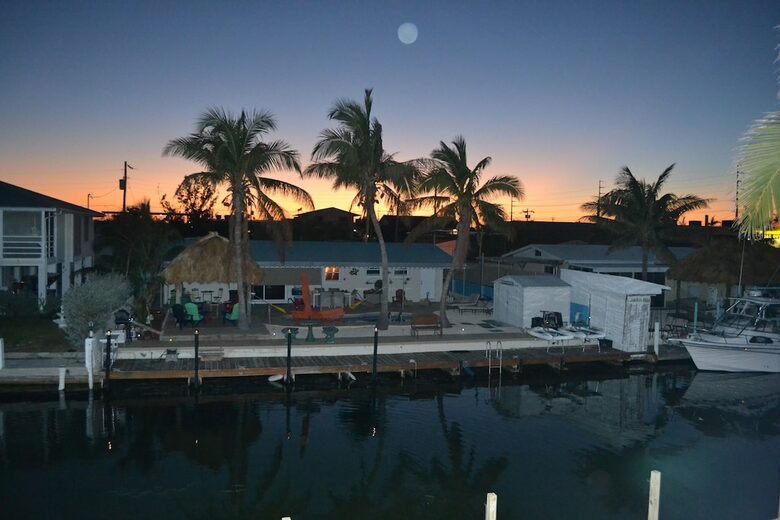 Home Exchange in Marathon, FL canal views at night