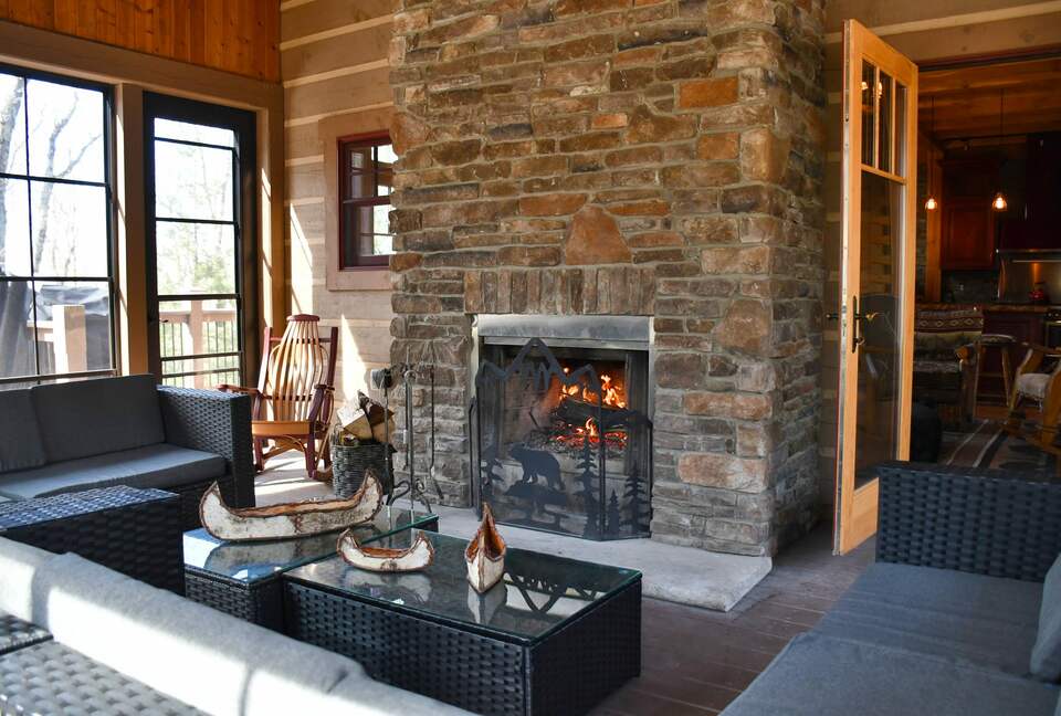 Home Exchange in Greentown, PA, sunroom fireplace