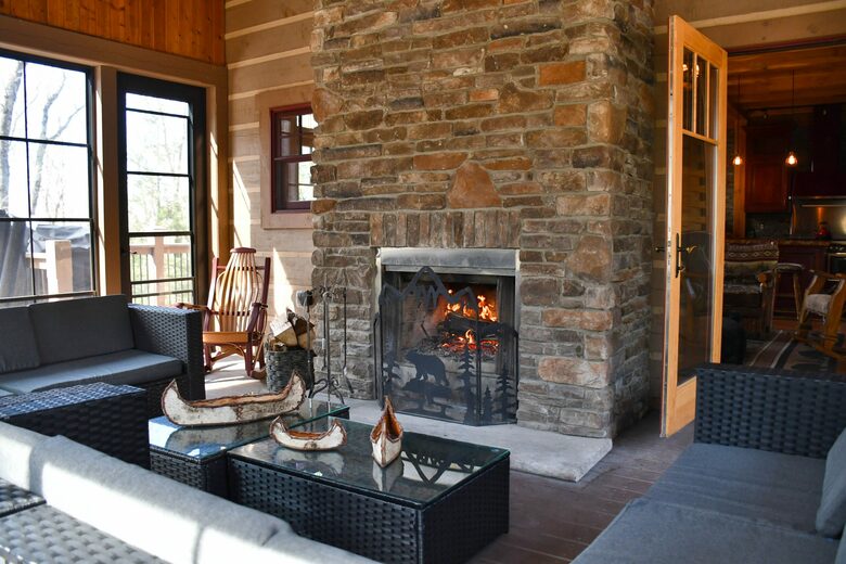 Home Exchange in Greentown, PA, sunroom fireplace