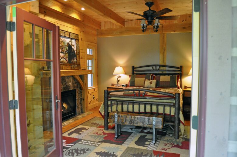 Home Exchange in Greentown, PA, master bedroom with fireplace