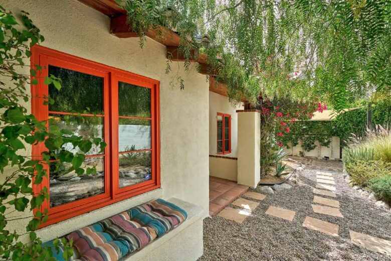 Home Exchange in Palm Springs, CA charming window seat outside