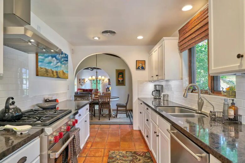 Home Exchange in Palm Springs, CA kitchen with gas range
