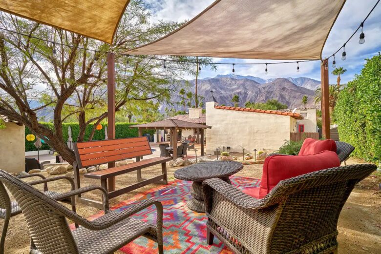 Home Exchange in Palm Springs, CA hilltop seating with a view of home